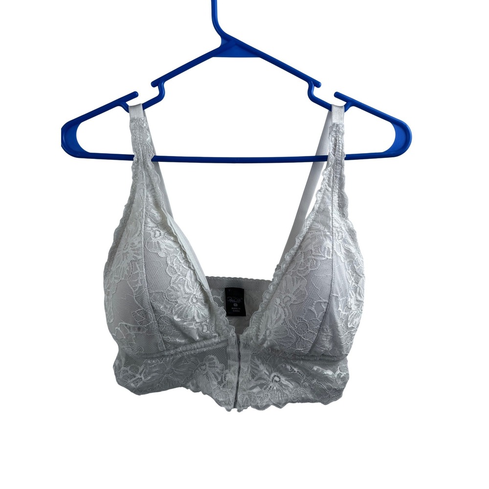 Pure Beauty by Rene Rofe Bralette XL White Lace Front Closure Women